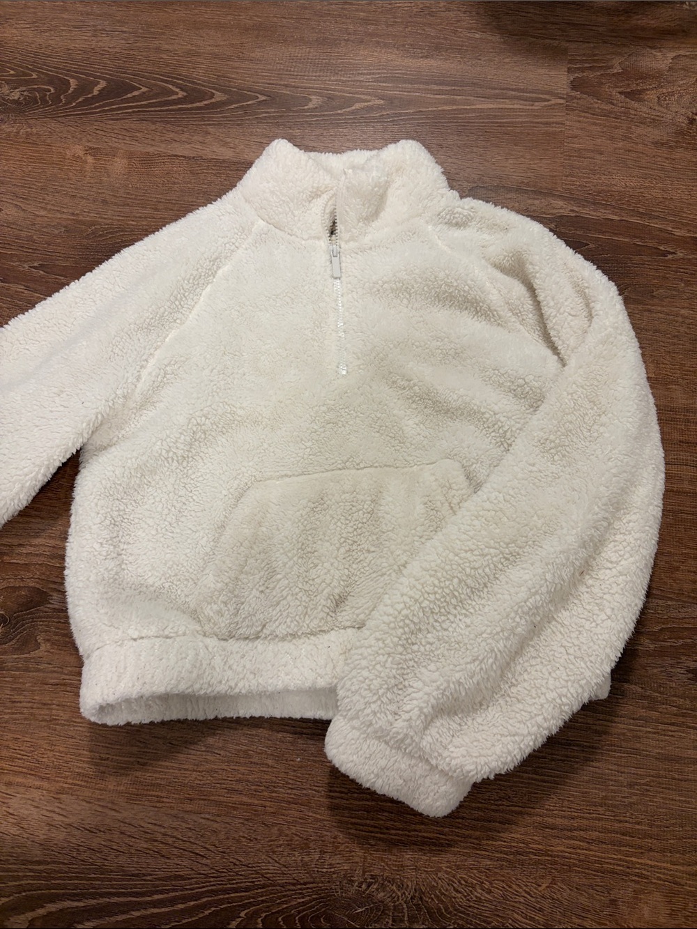 women Cream Sherpa Half-Zip Pullover Jacket
